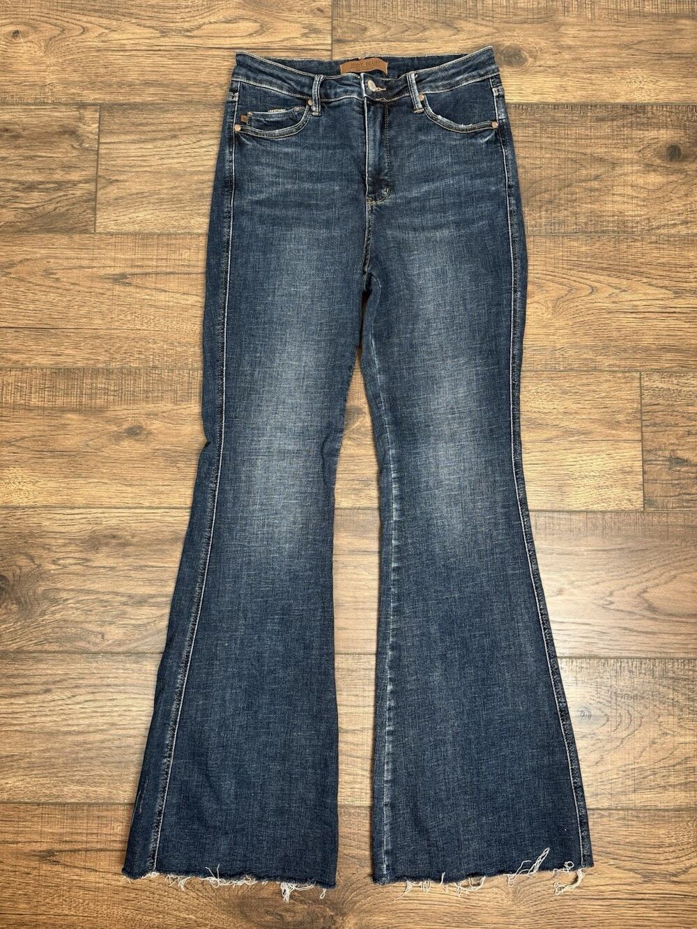 Judy Blue Jeans Women 9/29 Tummy Control Flare High Waist Dark Blue Denim